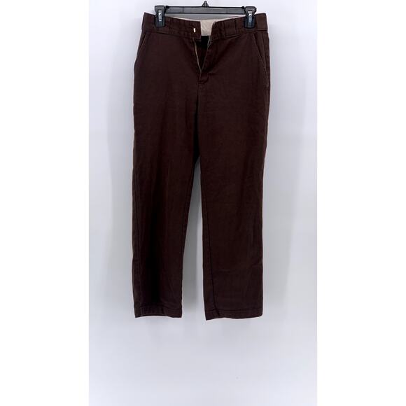 DICKIES Women's Brown Straight-Leg High-Rise Flat-Front Industrial Work Pant SZ2 - Picture 1 of 9